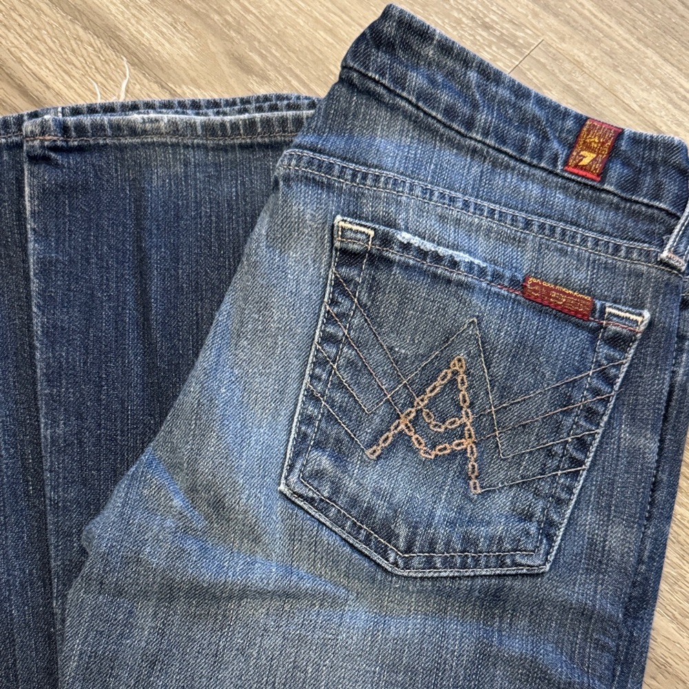 7 For All Mankind Blue Boot Cut Jeans
